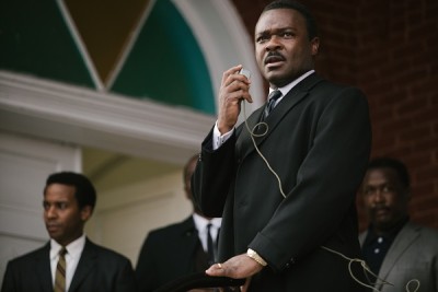 Left to right: André Holland plays Andrew Young, David Oyelowo plays Dr. Martin Luther King, Jr., and Wendell Pierce plays Rev. Hosea Williams in SELMA, from Paramount Pictures, Pathé, and Harpo Films.